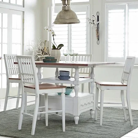 Transitional 5 Piece Dining Set at Counter Height